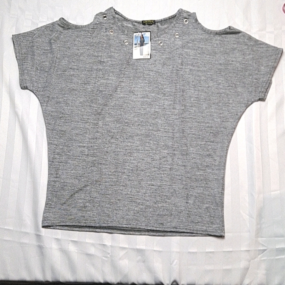 "NWT" Paris Pink Gray Blouse Size 12